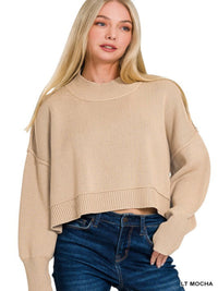 CALLIE CROPPED SWEATER-LIGHT MOCHA