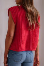 CROCHET BUTTON TOP-RED