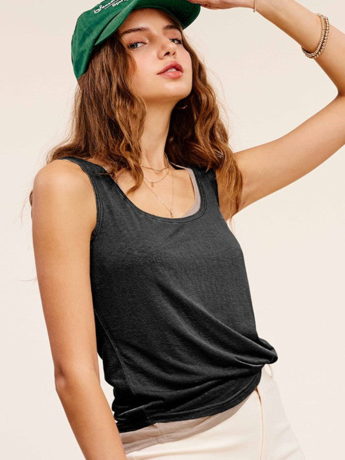 LILLIE LOOSE FIT SLEEVLESS TANK TOP-BLACK