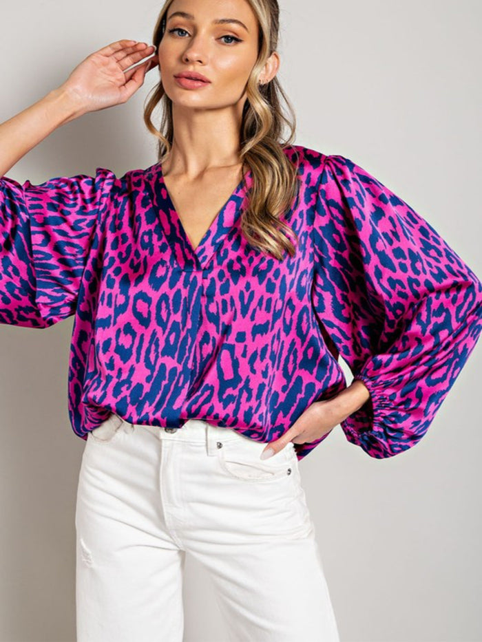 JACLYN LEOPARD PRINT TOP-HOT PINK