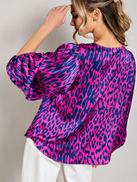 JACLYN LEOPARD PRINT TOP-HOT PINK