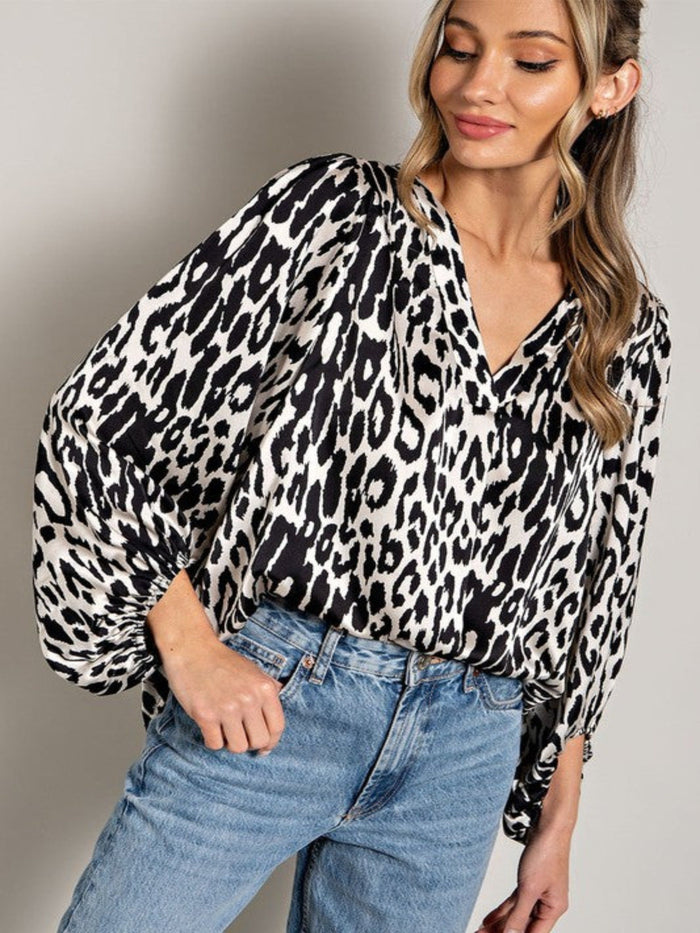 JACLYN LEOPARD PRINT TOP-BLACK