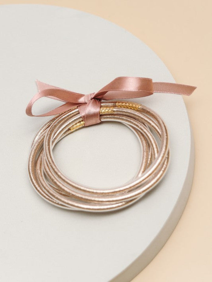 JELLY GLITTER FOIL BANGLE SET-ROSE GOLD