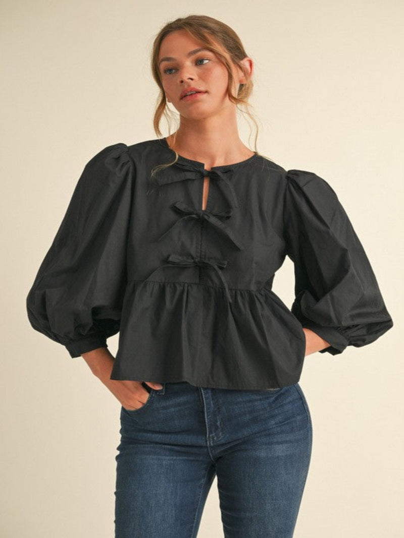 JODY PEPLUM TOP-BLACK