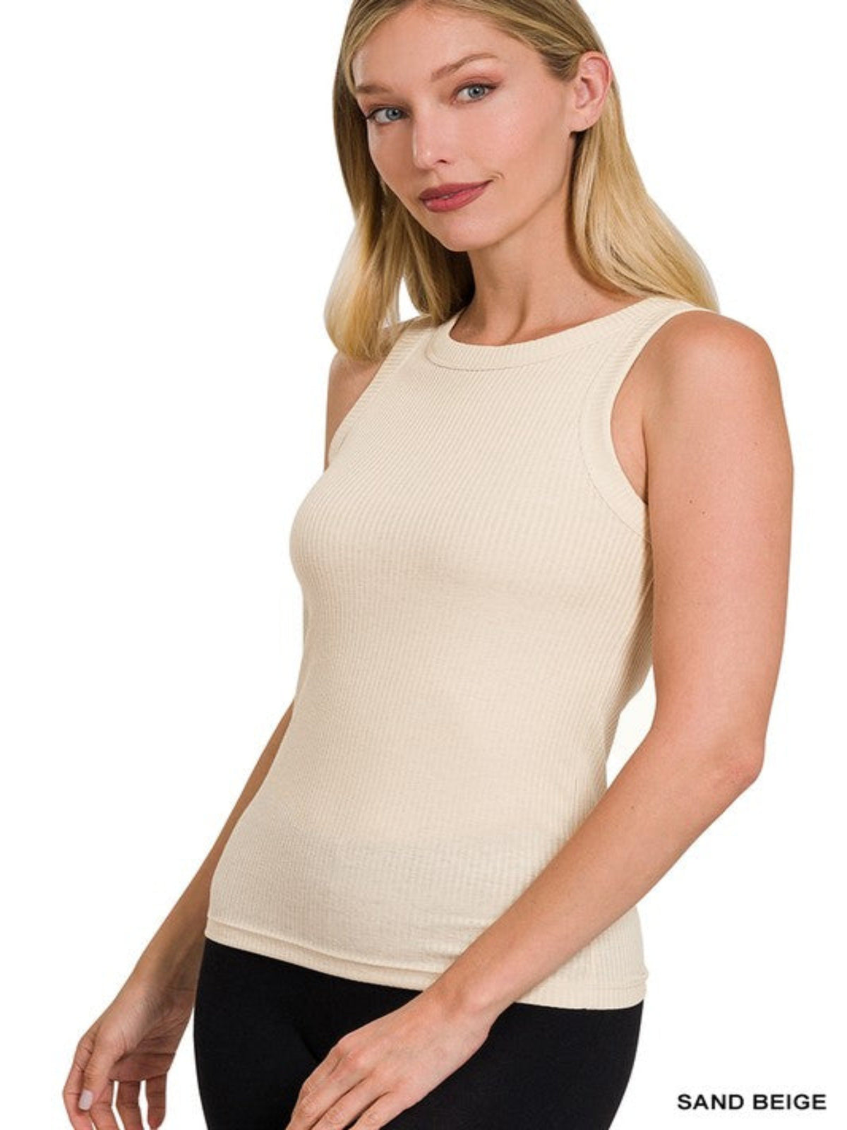 RIBBED TANK TOP-BEIGE