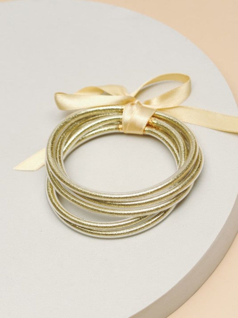 JELLY GLITTER FOIL BANGLE SET-LIGHT GOLD