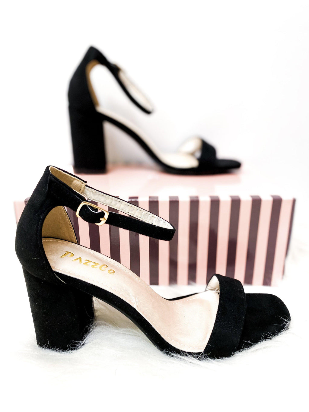 ADORE BLOCK HEEL SANDAL WITH ANKLE STRAP-BLACK-Funky Shoes Laurel