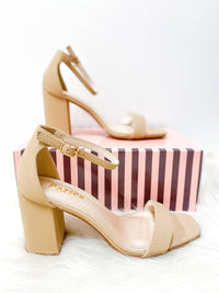 ADORE BLOCK HEEL SANDAL WITH ANKLE STRAP-TAN