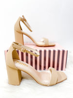 ADORE BLOCK HEEL SANDAL WITH ANKLE STRAP-TAN-Funky Shoes Laurel