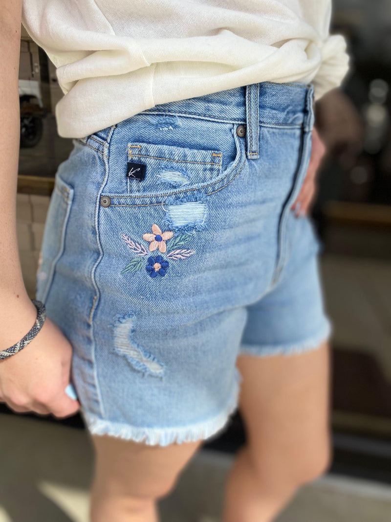 FLOWER POWER DENIM SHORTS