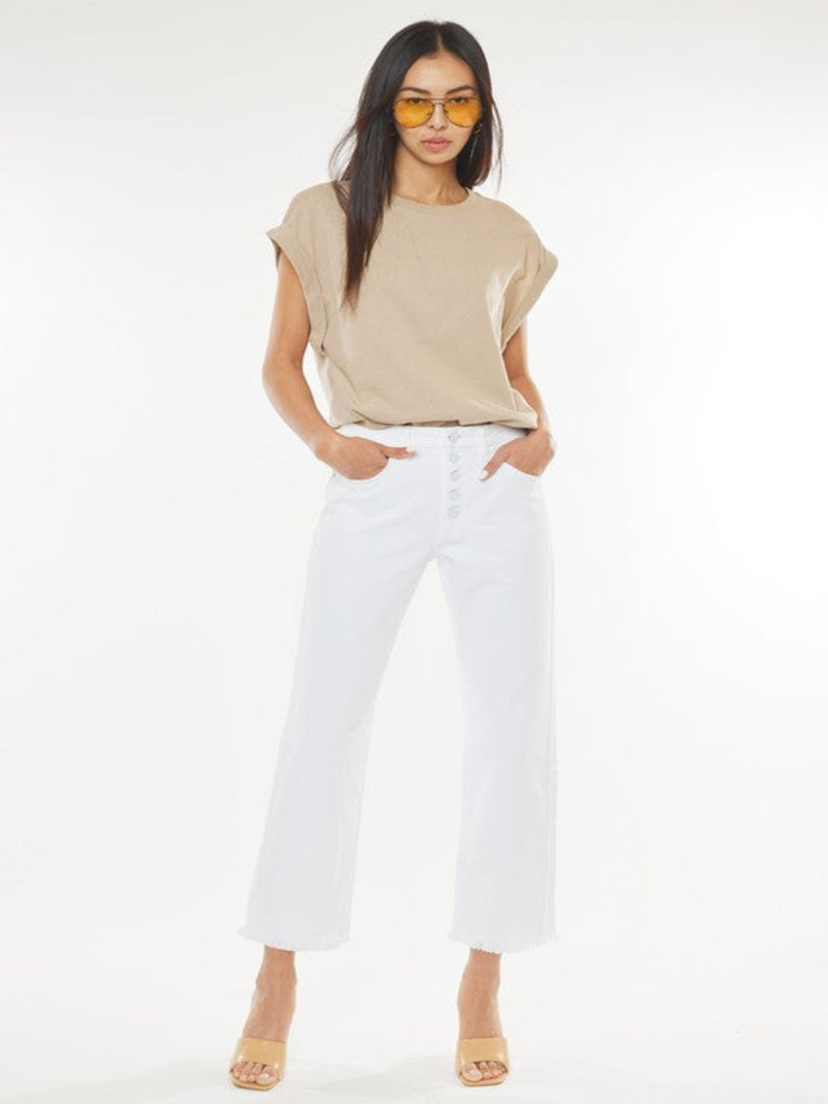 KENNA HIGH RISE STRAIGHT LEG JEANS-WHITE