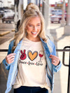 PEACE LOVE AND WINE TEE-Funky Shoes Laurel