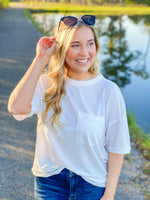 SIMPLE WHITE POCKET TEE-Funky Shoes Laurel