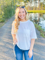 SIMPLE WHITE POCKET TEE-Funky Shoes Laurel