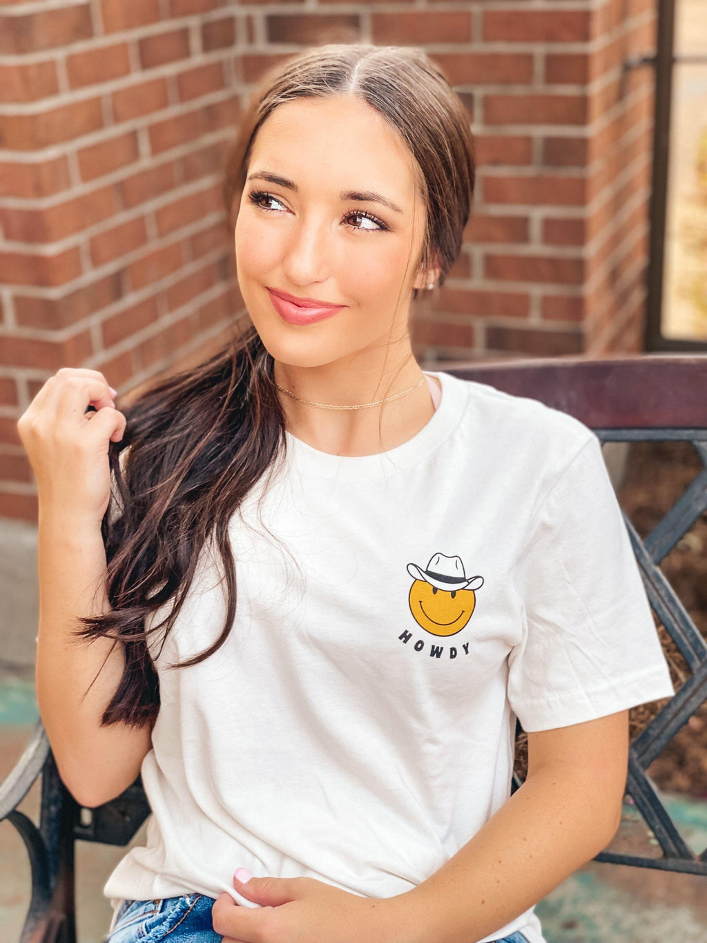 SMILEY HOWDY GRAPHIC TEE-CREAM-Funky Shoes Laurel