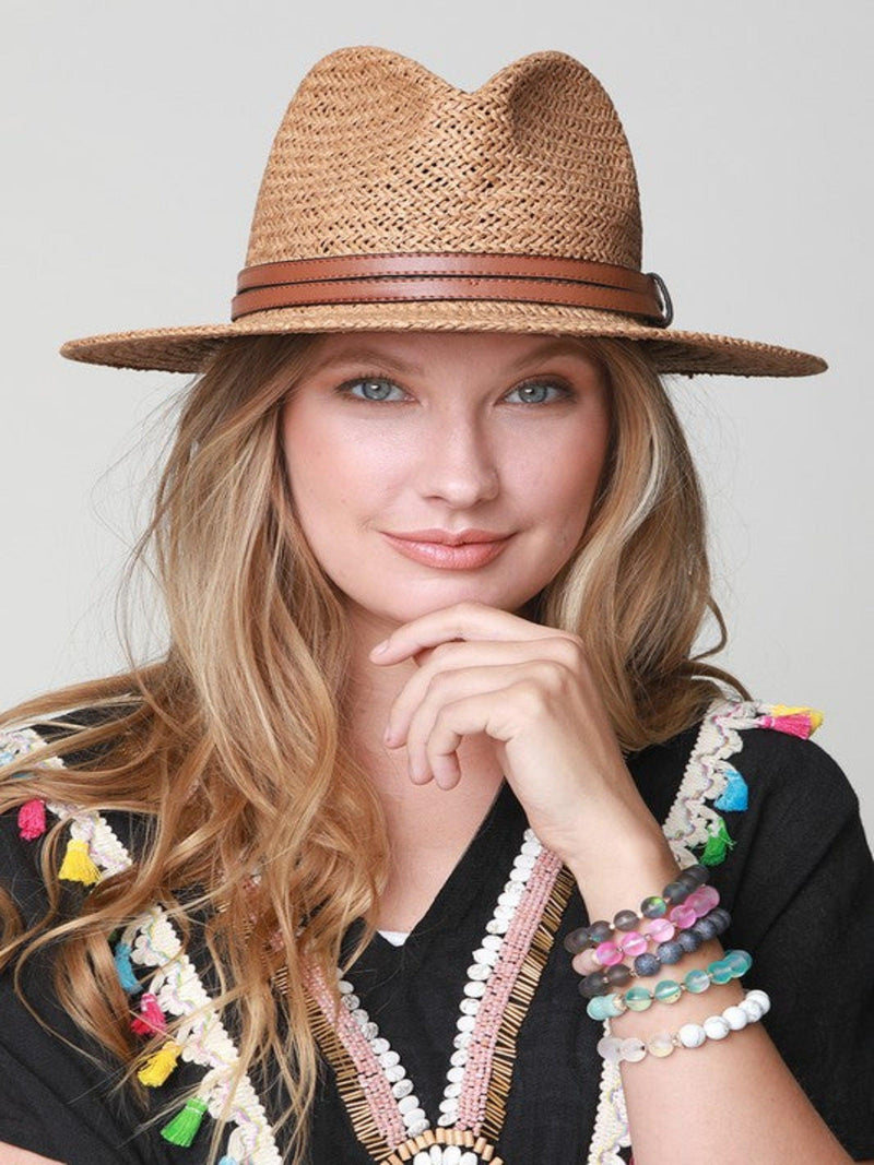SUNNY DAY PANAMA HAT-LIGHT BROWN-Funky Shoes Laurel