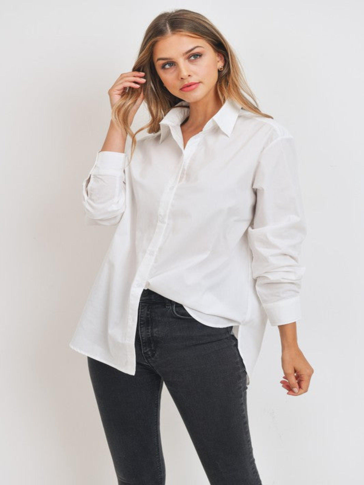 OVERSIZED BUTTON DOWN SHIRT-WHITE