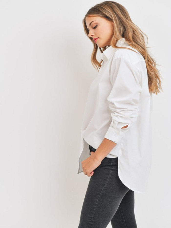 OVERSIZED BUTTON DOWN SHIRT-WHITE