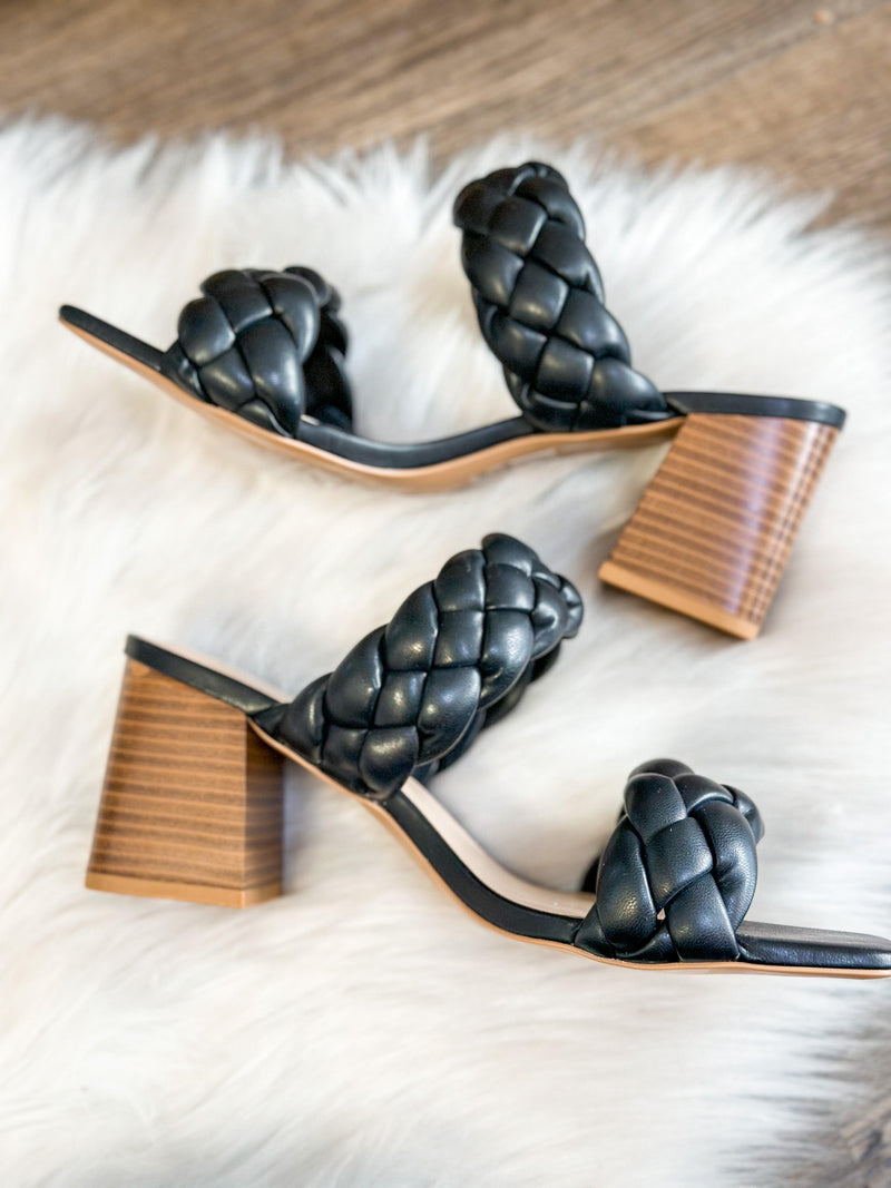 BONDEE BRAIDED CHUNKY HEEL-BLACK