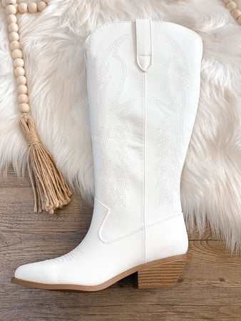AUSTIN WESTERN BOOT-WHITE | Funky Shoes Laurel