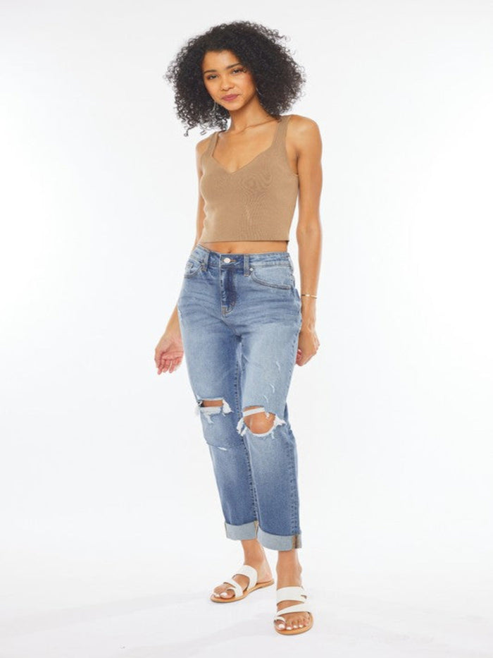 KAREN HIGH RISE MOM JEAN-MEDIUM WASH