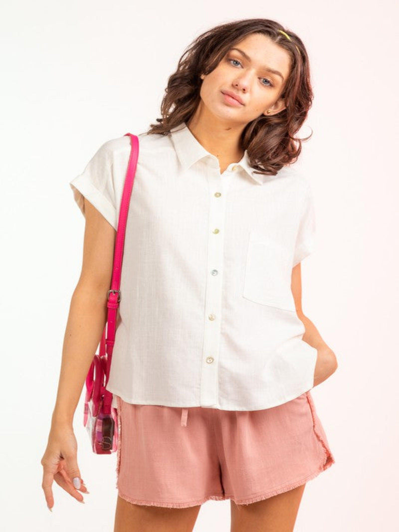 ANSLEY BUTTON DOWN TOP-white